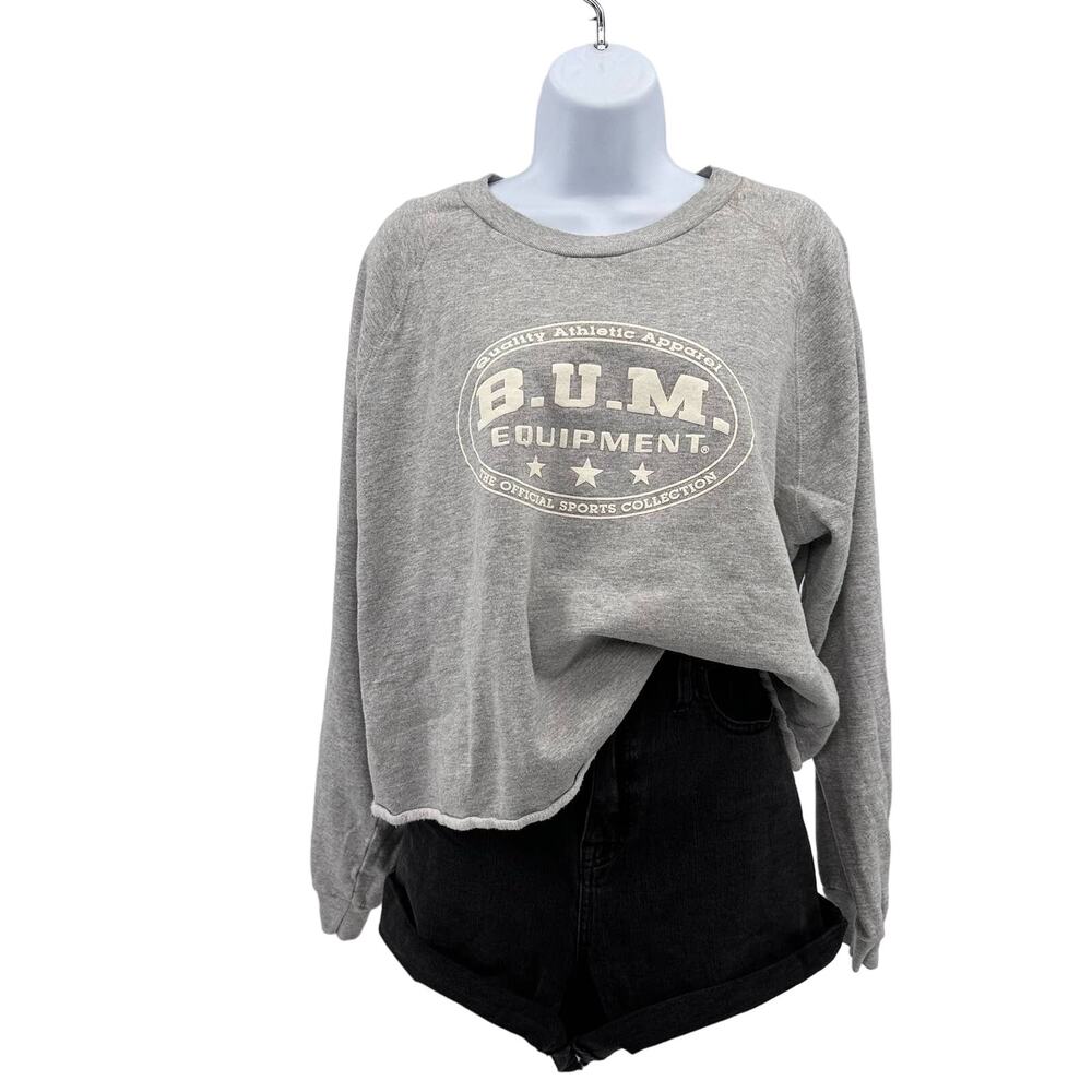 Vintage BUM Equipment Womens Size L/XL Gray Long Sleeves Cropped Sweatshirt